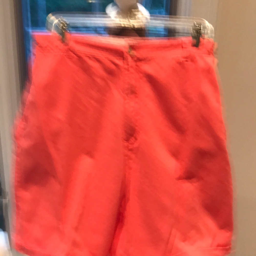 Coral Bermuda’s. 100% cotton. Cuffed.